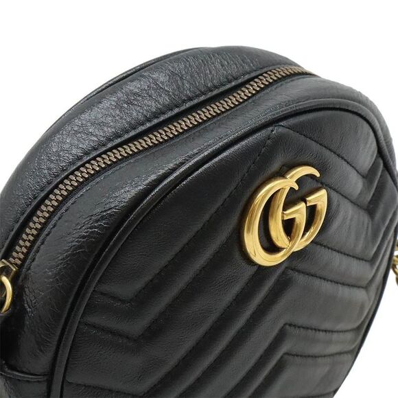 Pre Loved gucci GG Marmont Round Mini Bag Women black | black Crossbody Bags - Picture 8 of 8